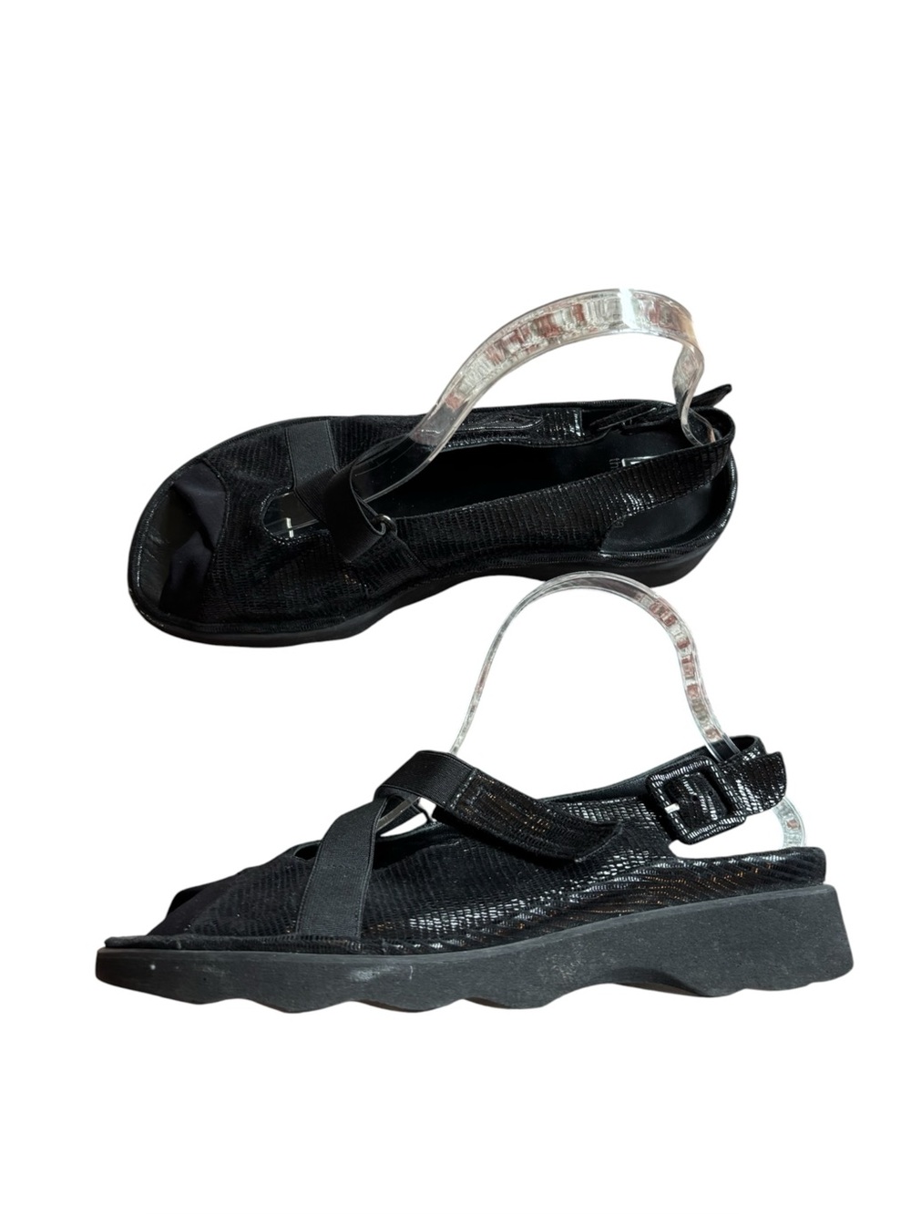 Thierry Rabotin Crafted Wilton Black Snake Stamped Italian sandals 39.5/8.5-9